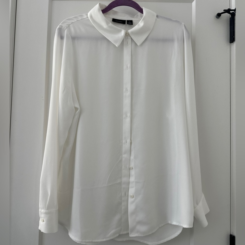 Halogen White Button-Up Blouse